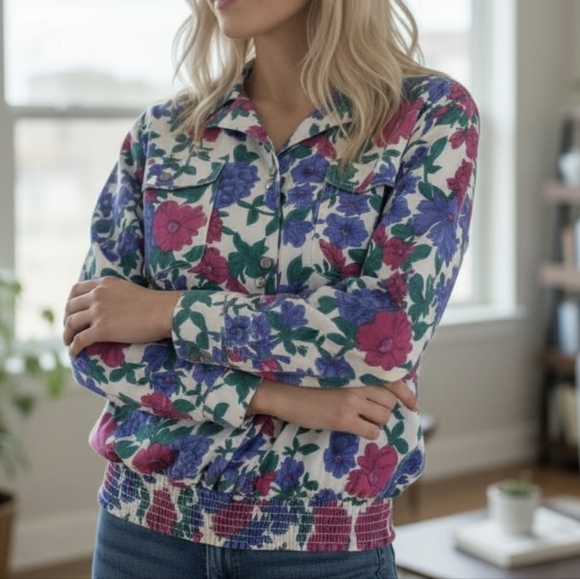 Vintage floral blouse 80s retro - Picture 1 of 7